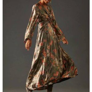 Anthropologie Caballero Deep Long Sleeve Maxi Dress